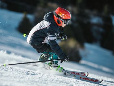 Fast skier on the slopes