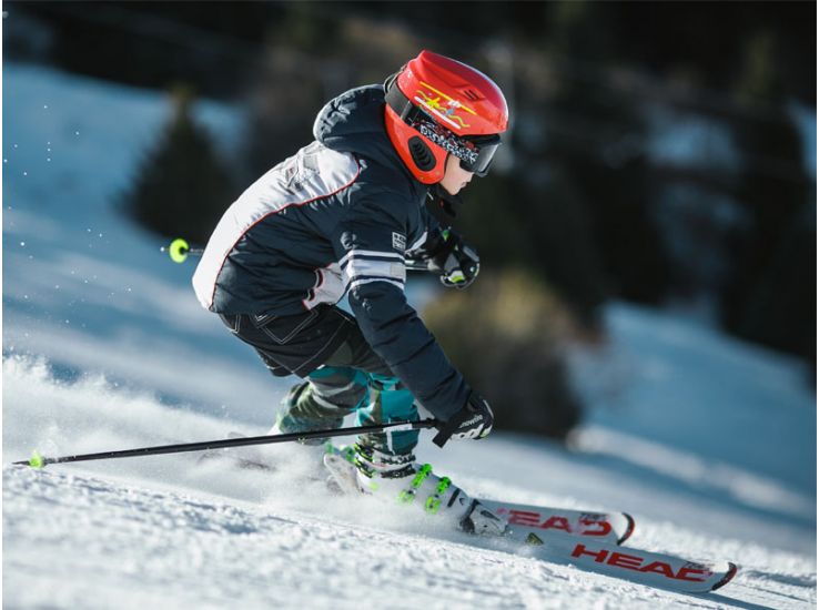 Fast skier on the slopes