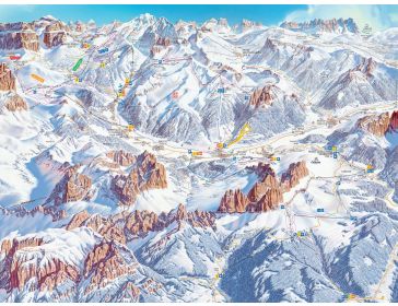 Piste map Dolomites - Val di Fassa