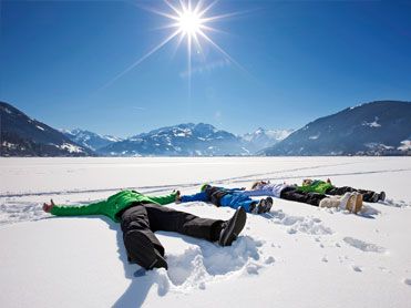 Lying in the snow in Serfaus
