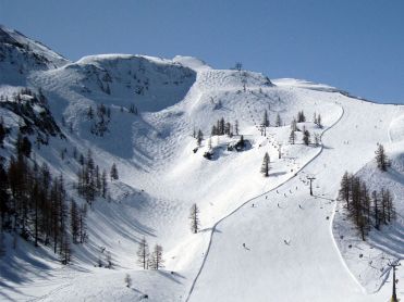 Ski area slope ski lift